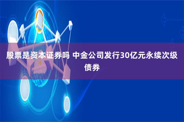 股票是资本证券吗 中金公司发行30亿元永续次级债券